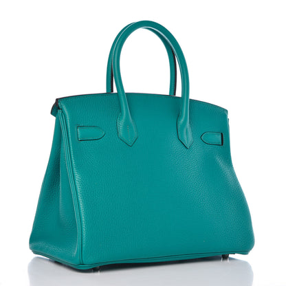 Hermes Taurillon Clemence Birkin 30 Bleu Paon 3 of 12