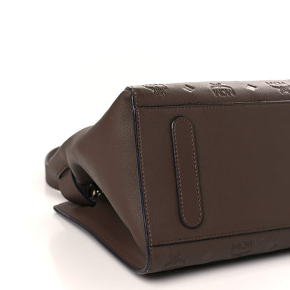 MCM Calfskin Ottomar Monogram Medium Essential Tote Chestnut 8 of 12