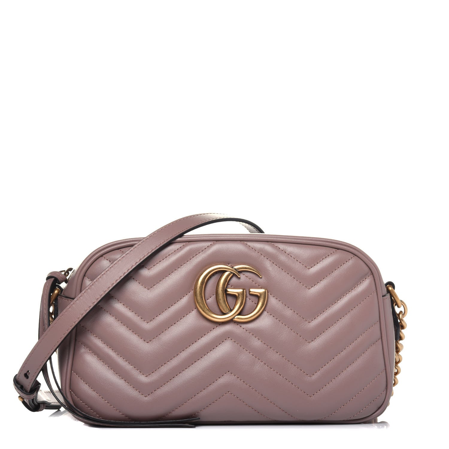 Gucci Calfskin Matelasse Small GG Marmont Chain Shoulder Bag Porcelain Rose 1 of 11