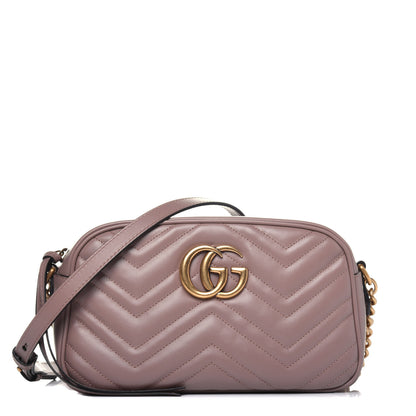 Gucci Calfskin Matelasse Small GG Marmont Chain Shoulder Bag Porcelain Rose 1 of 11