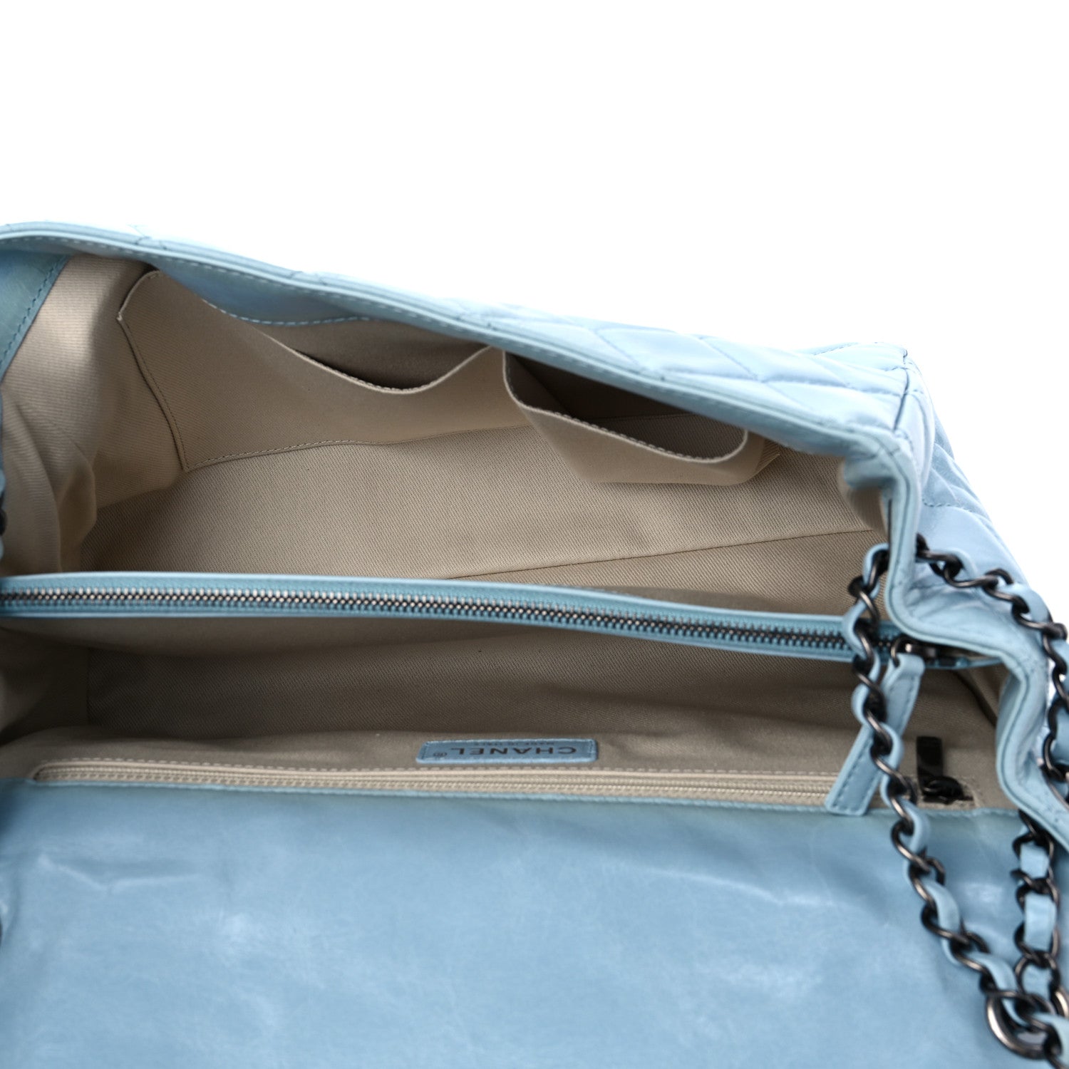 Chanel Glazed Calfskin Quilted Large Coco Soft Flap Light Blue 5 of 9