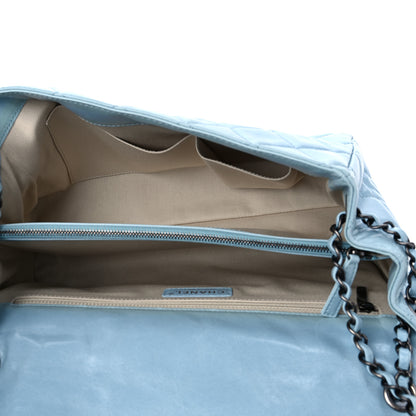 Chanel Glazed Calfskin Quilted Large Coco Soft Flap Light Blue 5 of 9