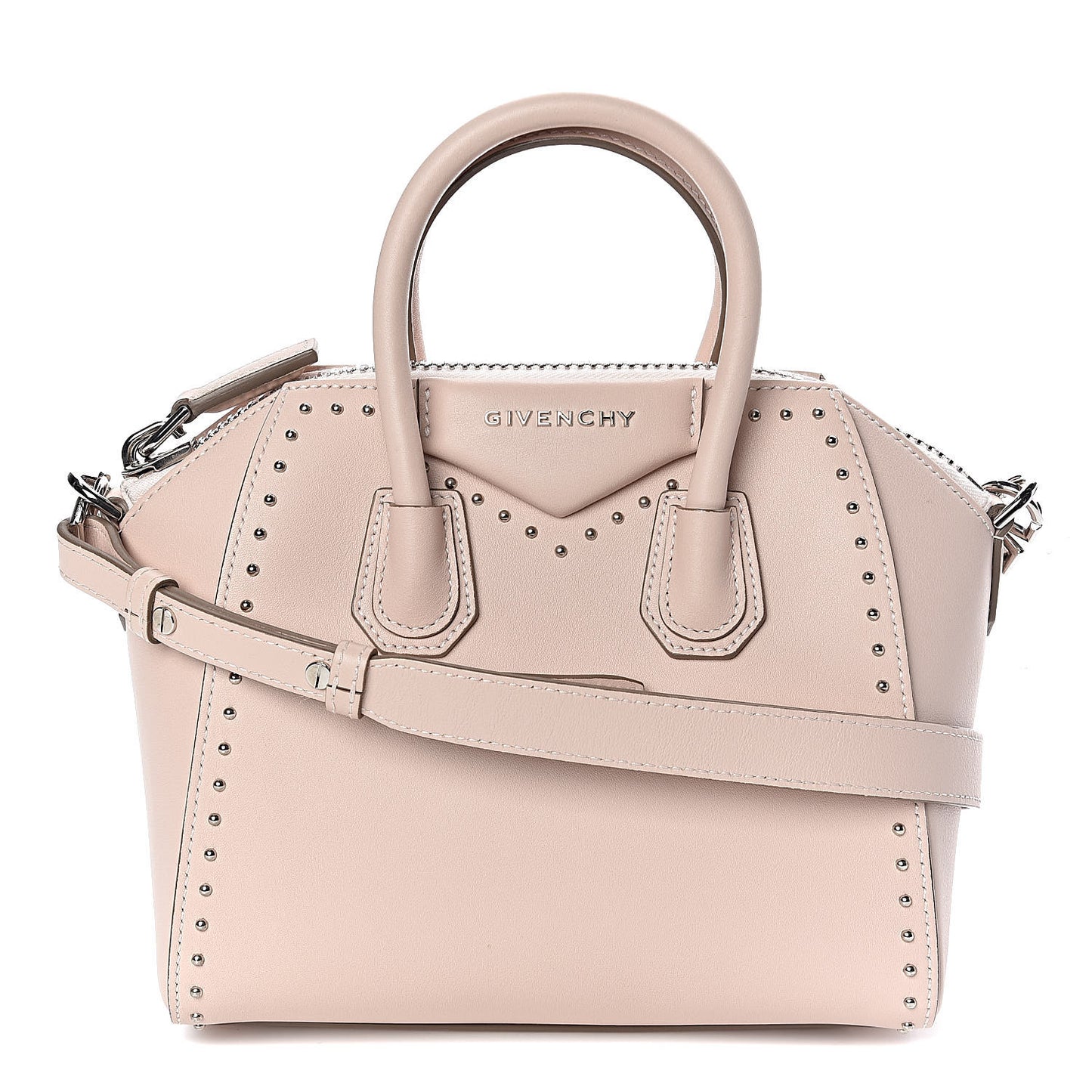 Smooth Calfskin Mini Studded Antigona Pale Pink