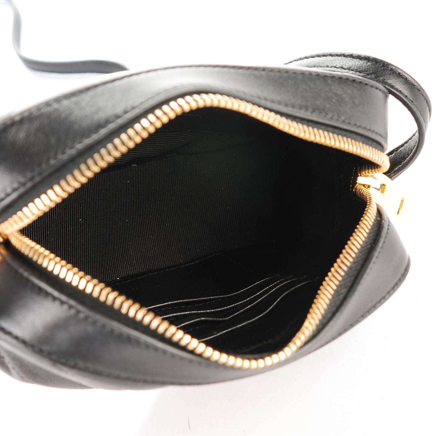 Lambskin Chevron Small Classic Monogram Camera Bag Nero Black