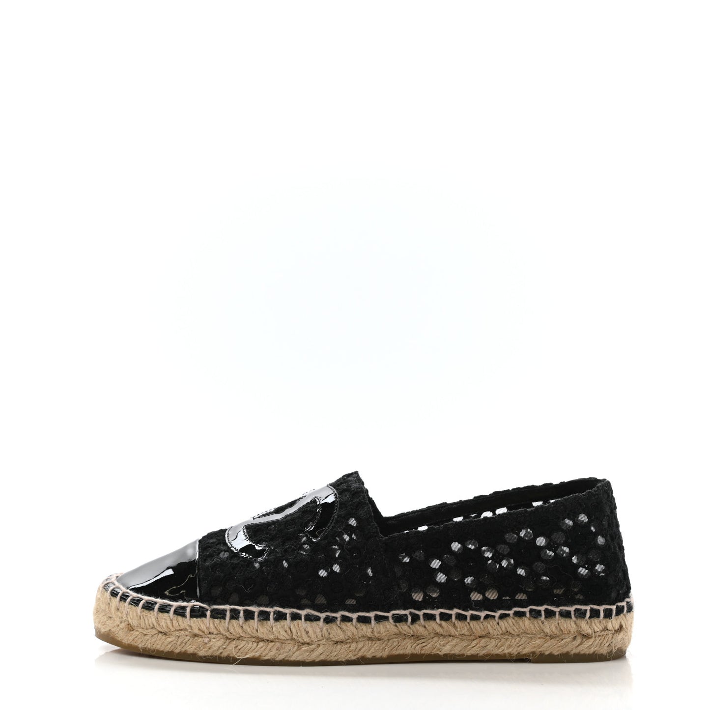 Lace Patent CC Espadrilles 37 Black