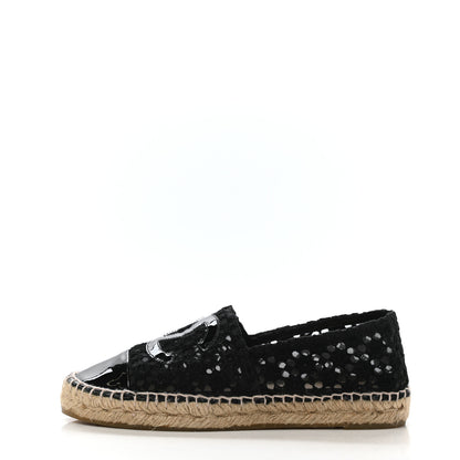 Chanel Lace Patent CC Espadrilles 37 Black 1 of 9