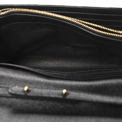Saint Laurent Grain De Poudre Matelasse Chevron Monogram Chain Wallet Black 5 of 11