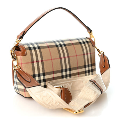 Burberry Coated Canvas Calfskin Vintage Check Small Note Crossbody Bag Briar Brown 2 of 8