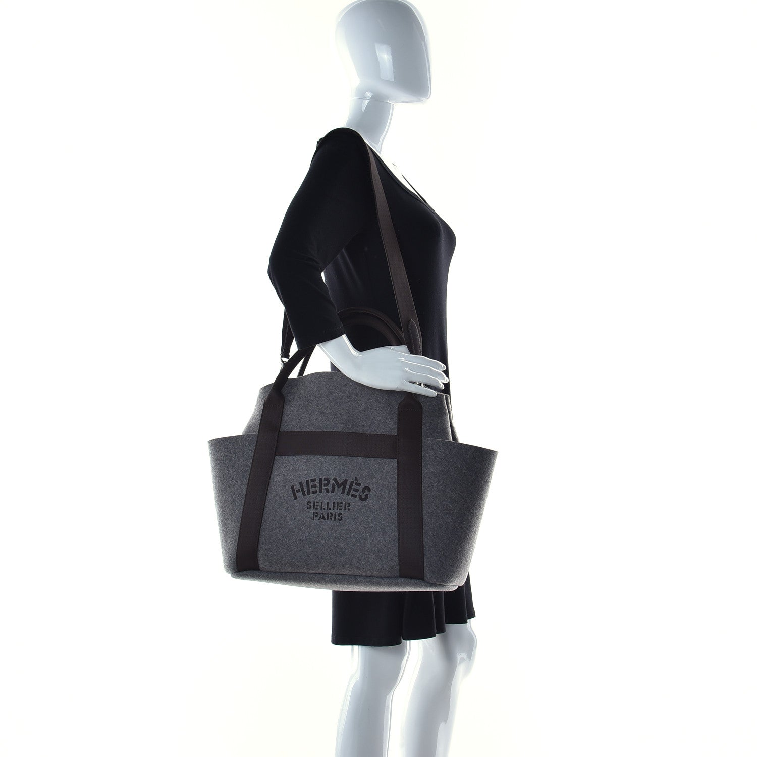 Hermes Felt Sac De Pansage Groom Bag Acier 2 of 13