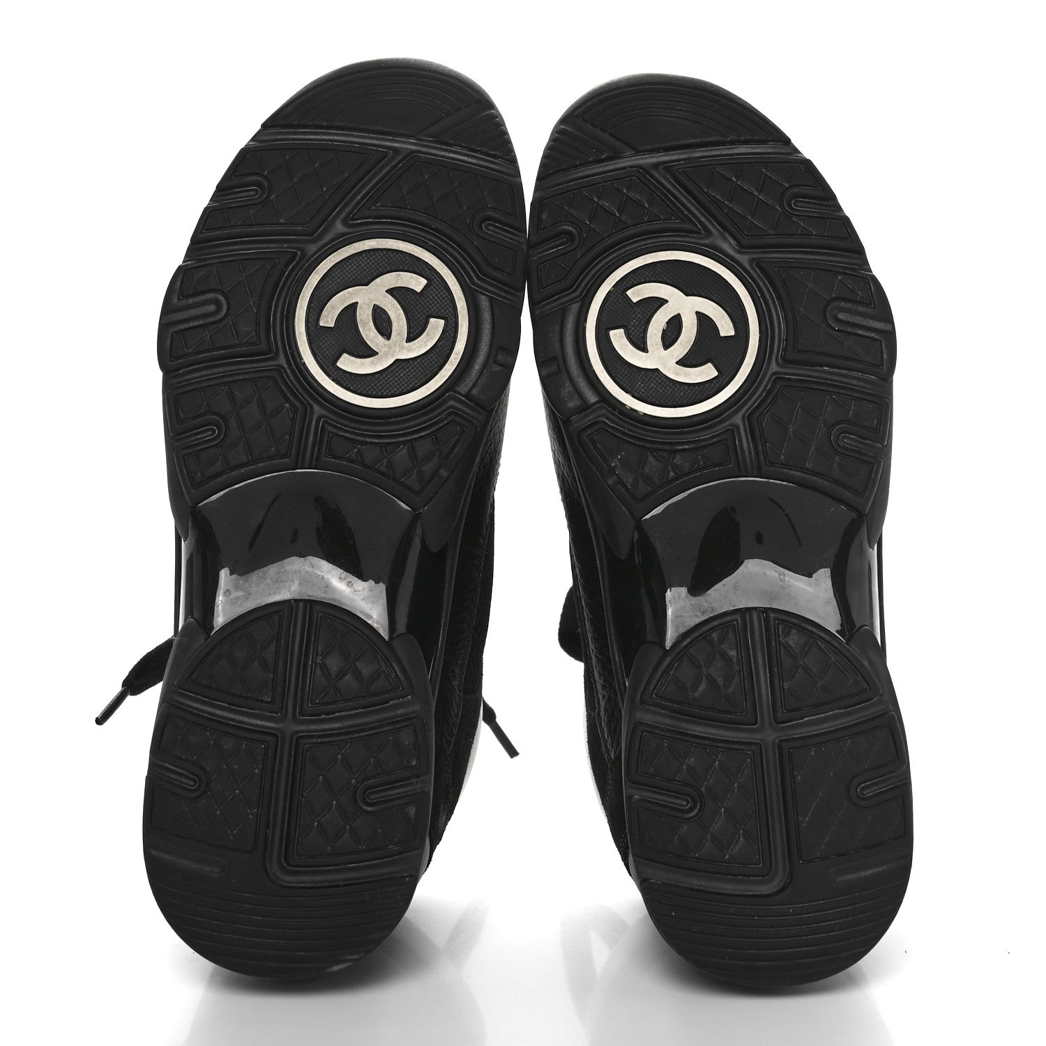 Chanel Mesh Suede Grained Calfskin Womens CC Sneakers 39 Black White 6 of 8