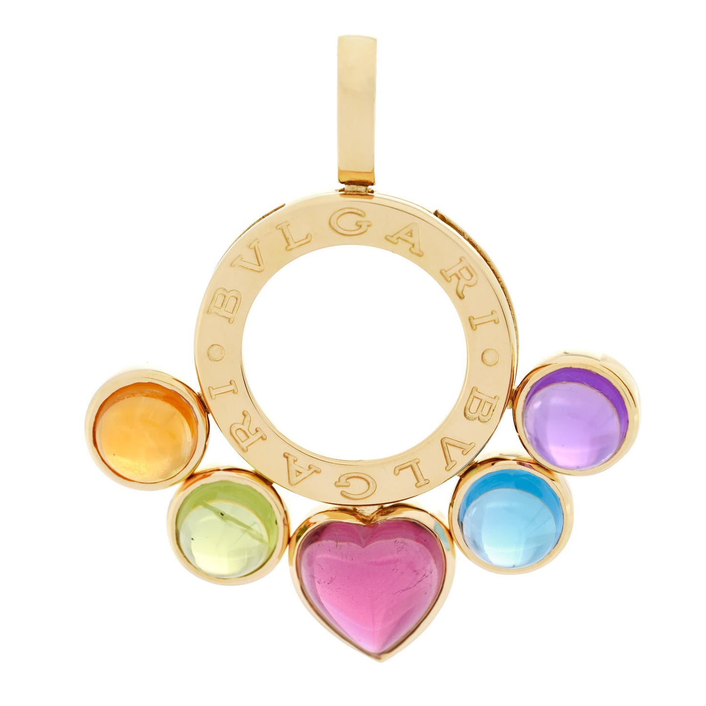18K Yellow Gold Citrine Peridot Tourmaline Topaz Amethyst Allegra Pendant