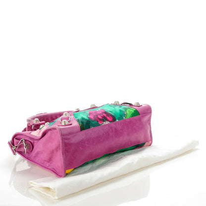 Balenciaga Agneau Canvas Floral Giant 21 Silver Hardware City Magenta 4 of 9