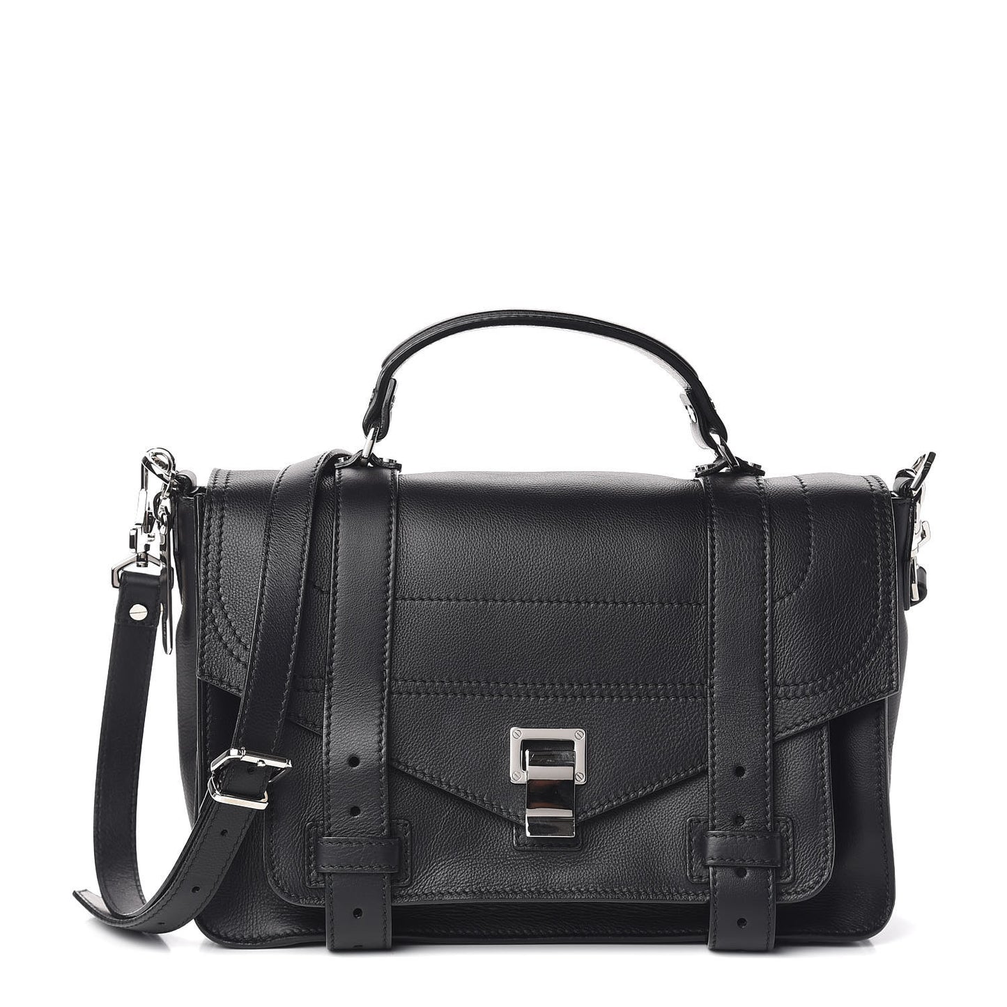 Grained Calfskin Medium PS1 Satchel Black