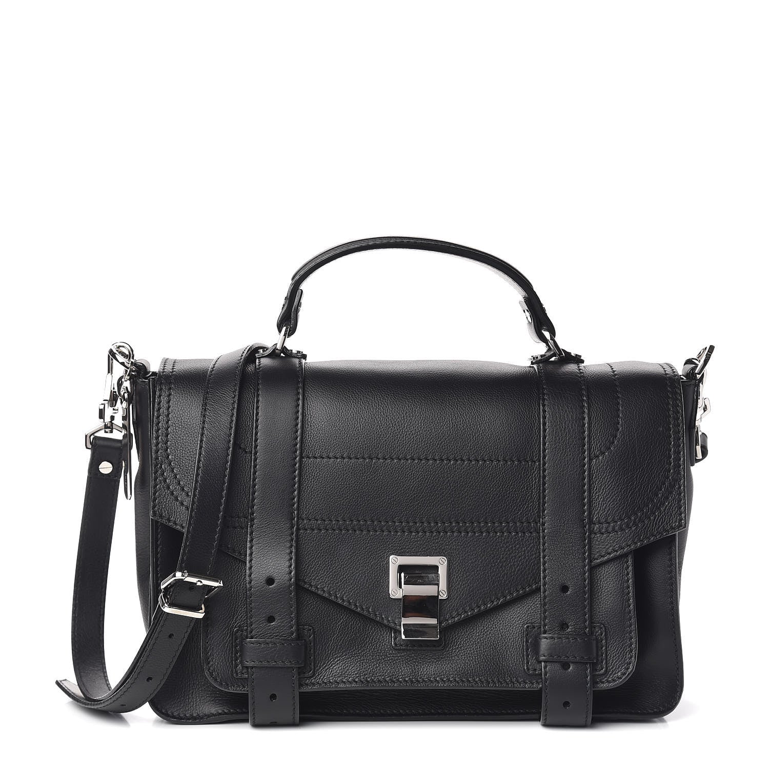 Proenza Schouler Grained Calfskin Medium PS1 Satchel Black 1 of 9
