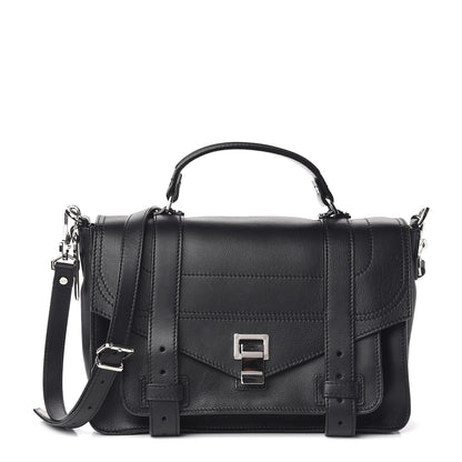 Proenza Schouler Grained Calfskin Medium PS1 Satchel Black 1 of 9
