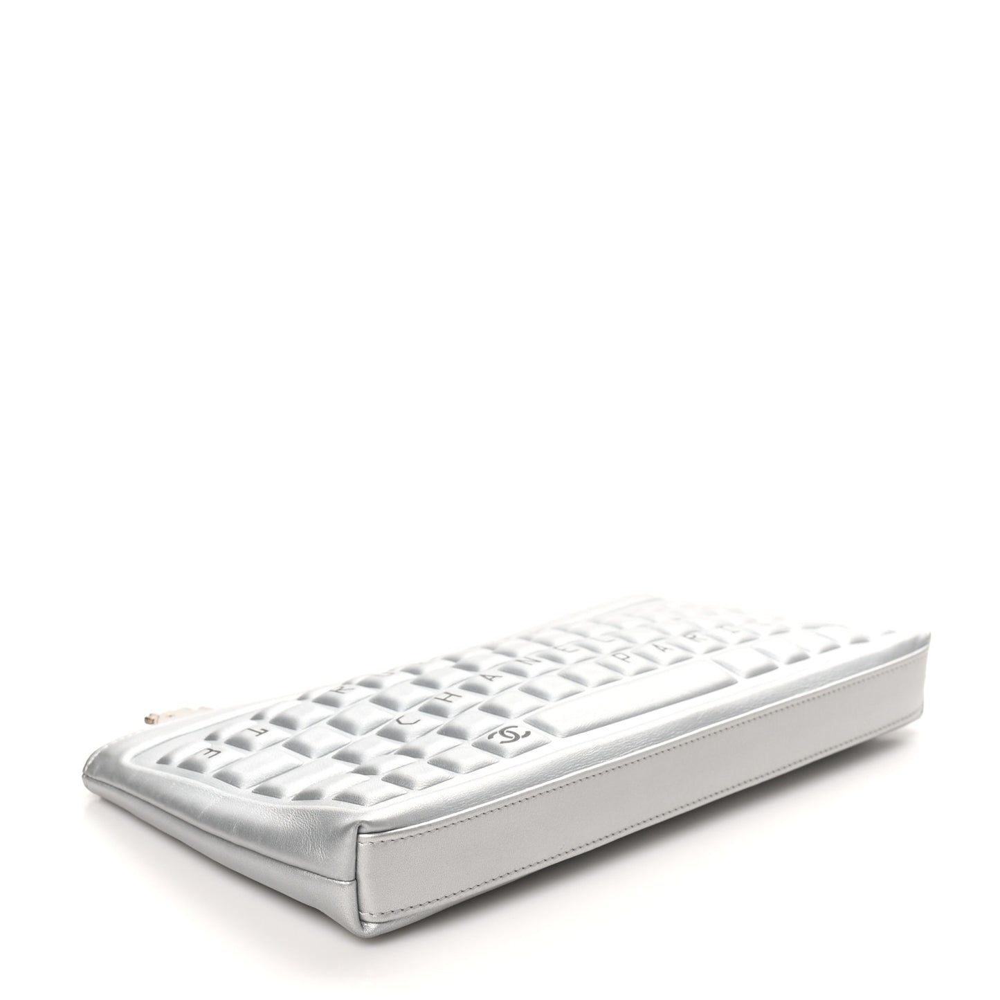 Metallic Calfskin Keyboard Pouch Silver