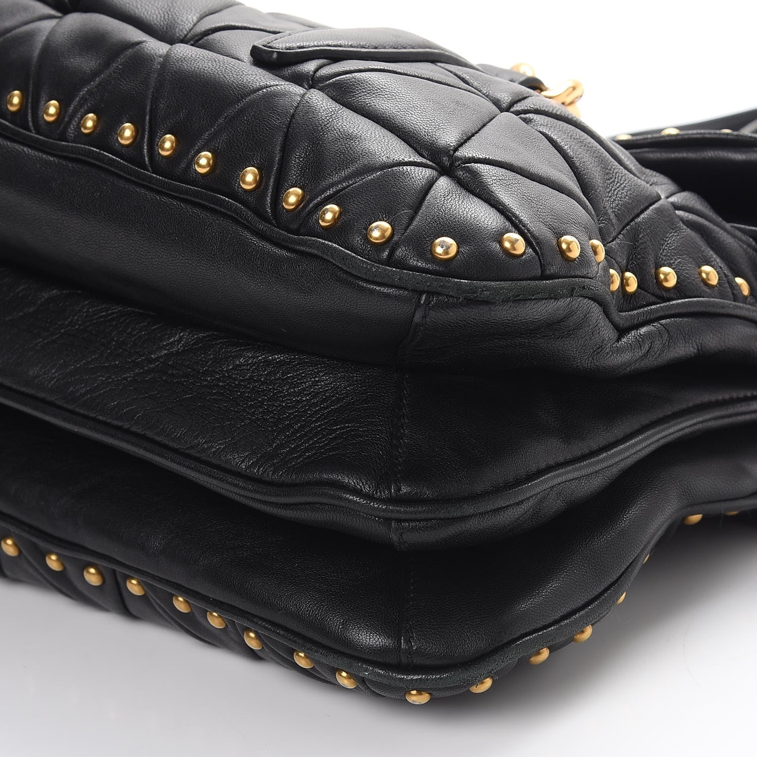 Miu Miu Nappa Quilted Studded Tote Bag Black 11 of 11