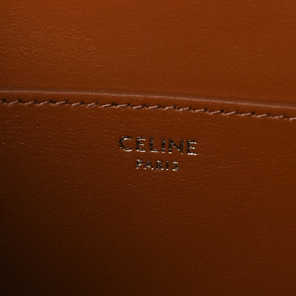 Celine Triomphe Canvas Calfskin Tabou Clutch on Strap White Tan 6 of 9