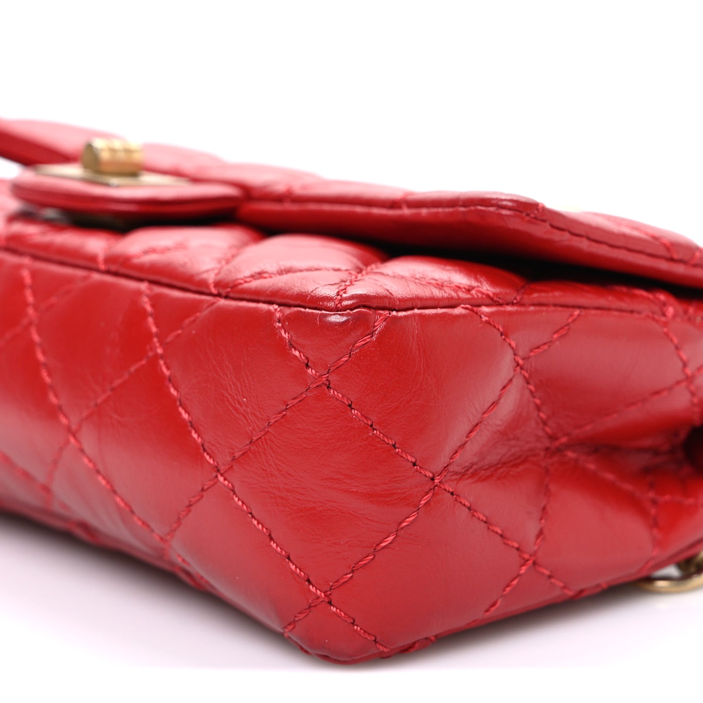 Aged Calfskin Quilted 2.55 Reissue Flap Belt Bag Red