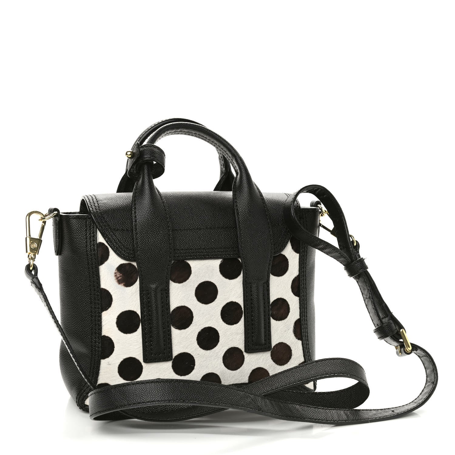 3.1 Phillip Lim Calf Hair Polka Dot Mini Pashli Satchel Black White 3 of 9