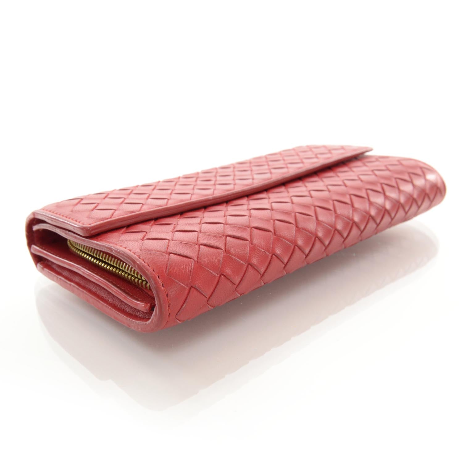 Bottega Veneta Nappa Intrecciato Continental Flap Wallet Red 4 of 8