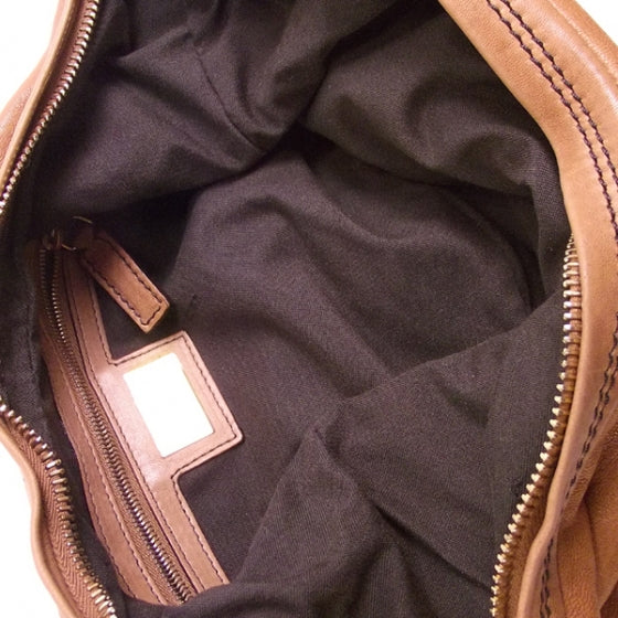 Calfskin Chef Chain Hobo Camel
