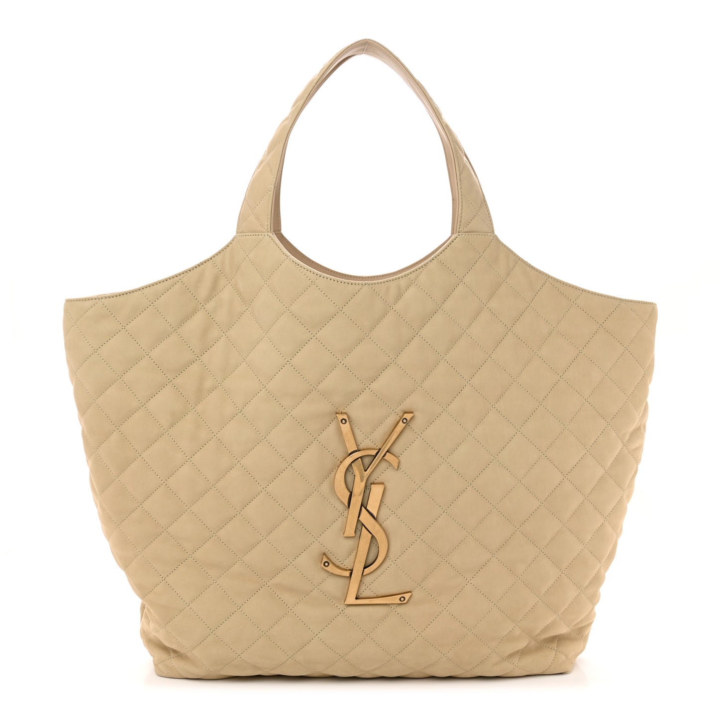 Nubuck Suede Quilted Maxi Icare Shopping Tote Beige