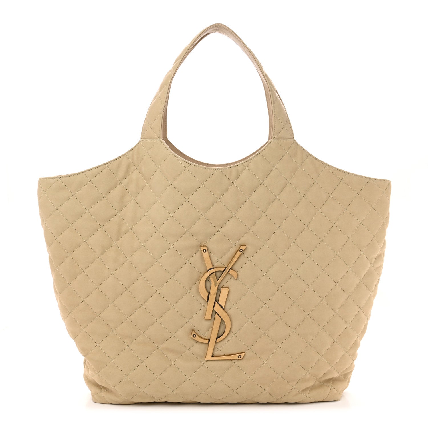 Saint Laurent Nubuck Suede Quilted Maxi Icare Shopping Tote Beige 1 of 12