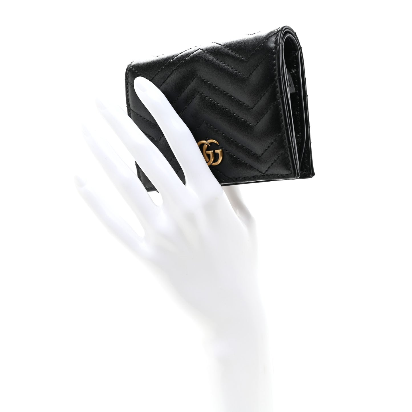 Calfskin Matelasse GG Marmont Card Case Wallet Black