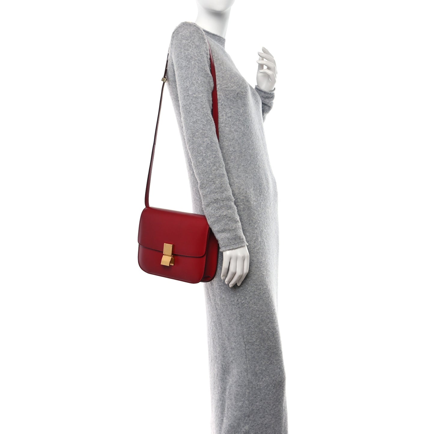 Box Calfskin Medium Classic Box Flap Bag Red