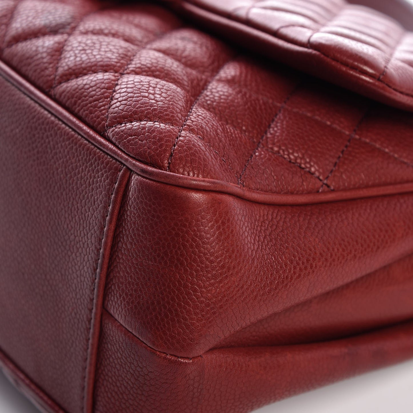 Caviar Quilted Medium Rock In Rome Single Flap Dark Red