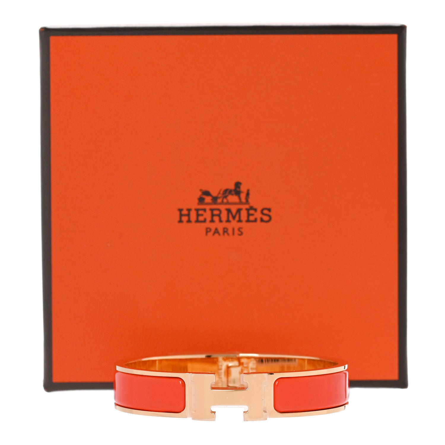 Hermes Enamel Narrow Clic Clac H Bracelet PM Orange Fruite 5 of 5