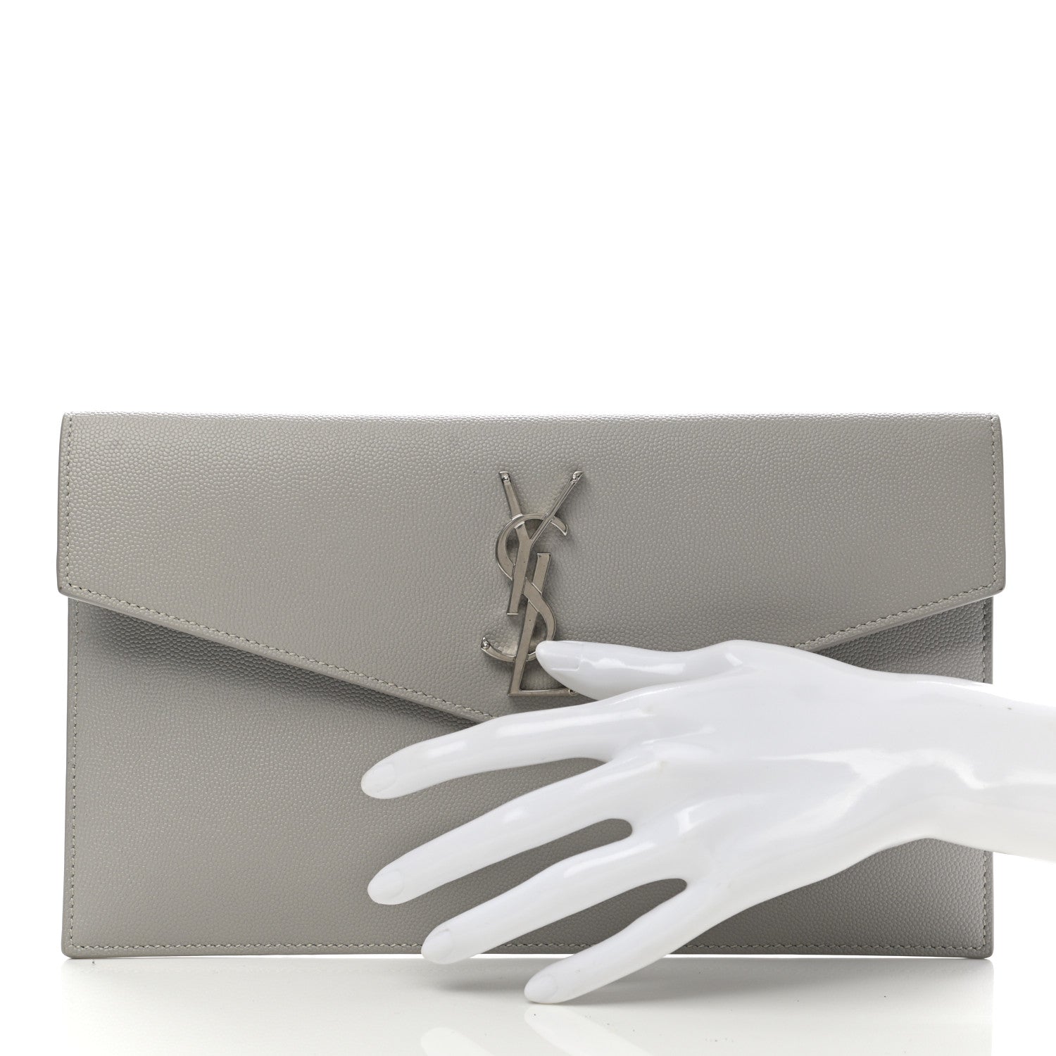 Saint Laurent Grain De Poudre Uptown Pouch Granite 2 of 7