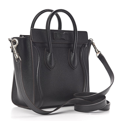 Celine Drummed Calfskin Nano Luggage Black 3 of 11
