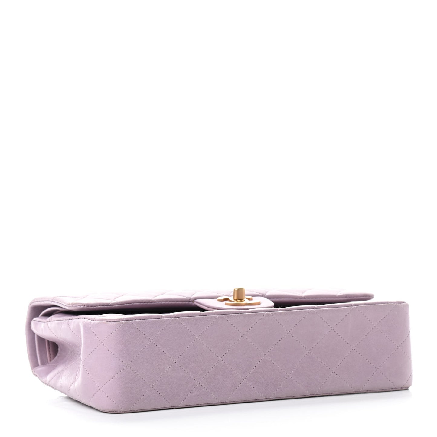 Lambskin Quilted Medium Double Flap Light Purple