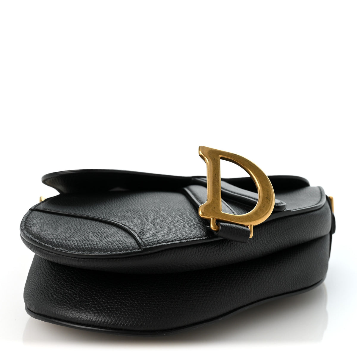 Grained Calfskin Mini Saddle Bag Black