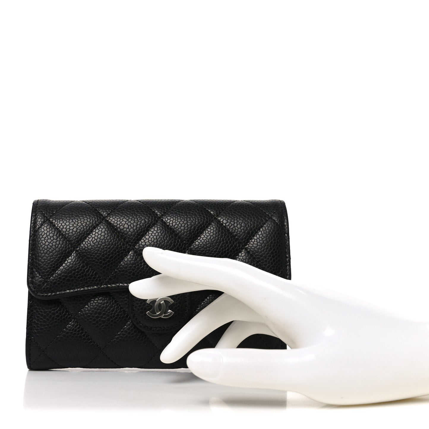 Caviar Quilted Medium Flap Wallet Black