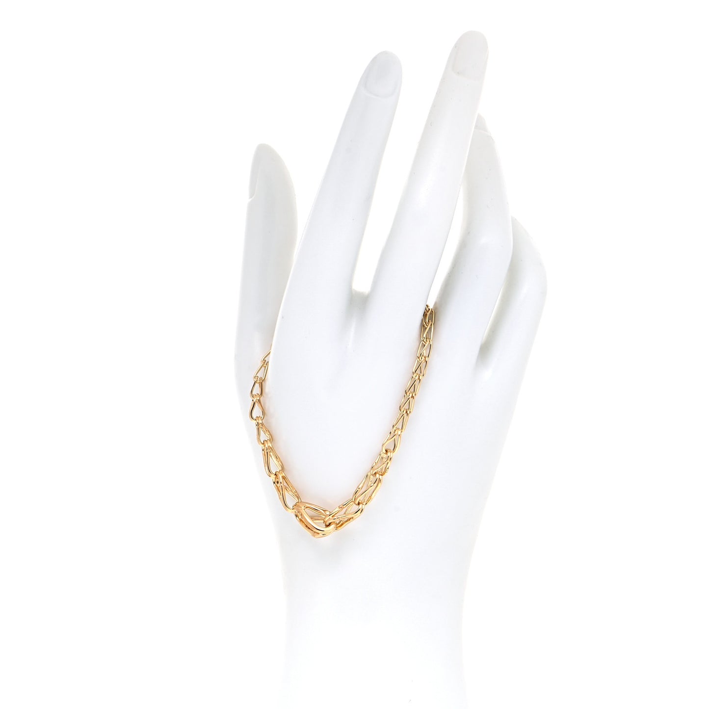18 Karat Yellow Gold Bamboo Graduated Link Bracelet