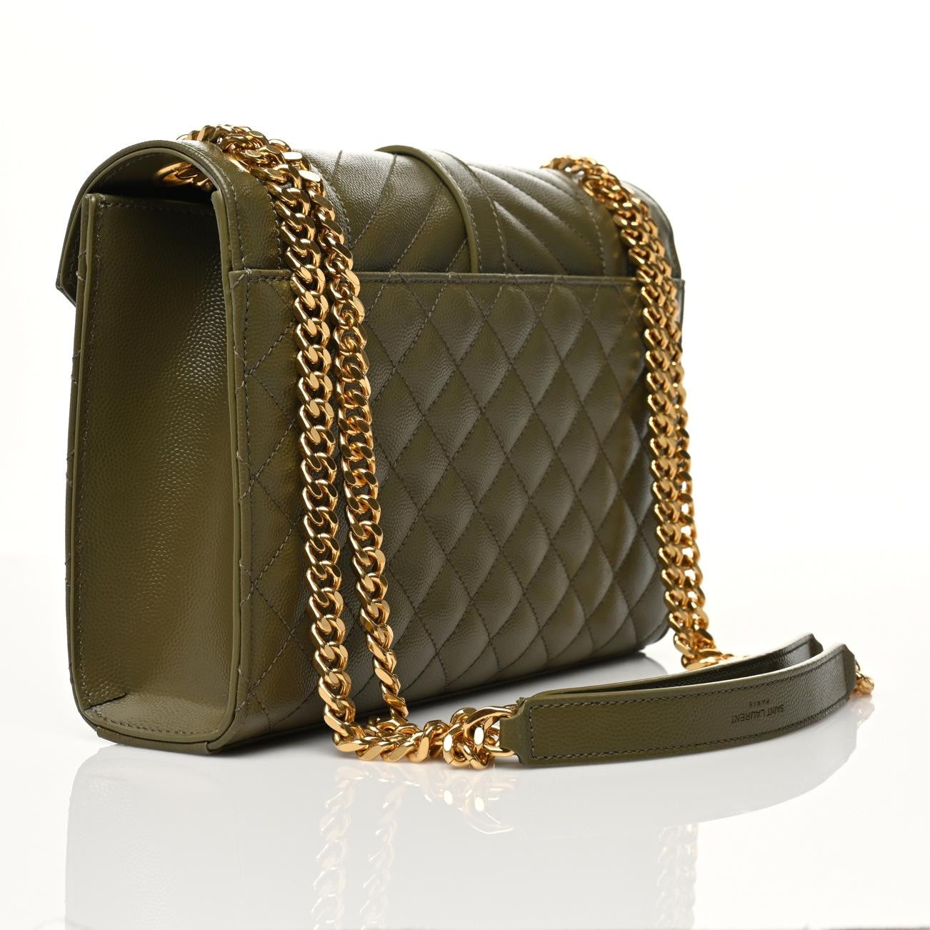 Grain De Poudre Textured Mixed Matelasse Medium Triquilt Monogram Satchel Vert Kaki