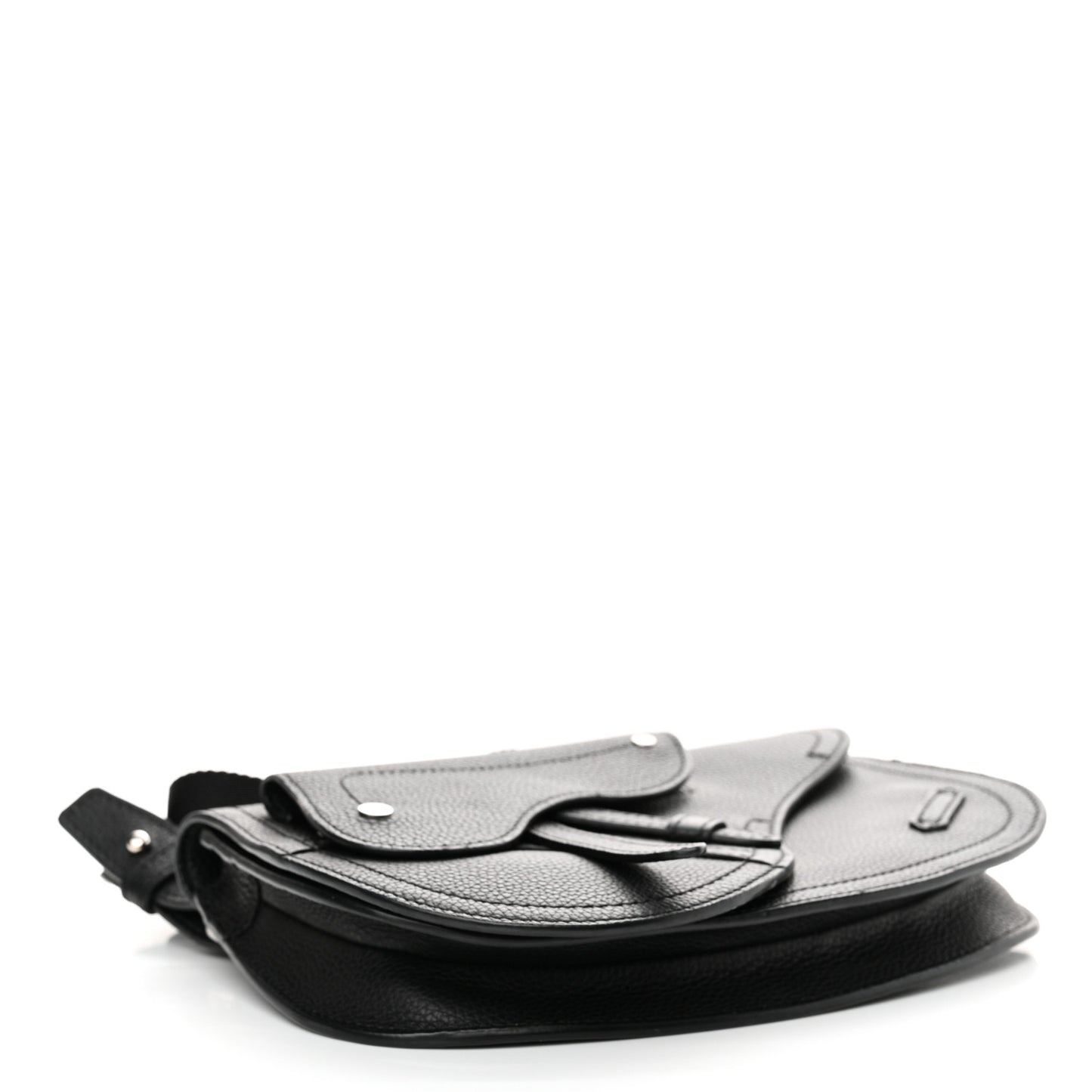 Grained Calfskin Saddle Messenger Bag Black