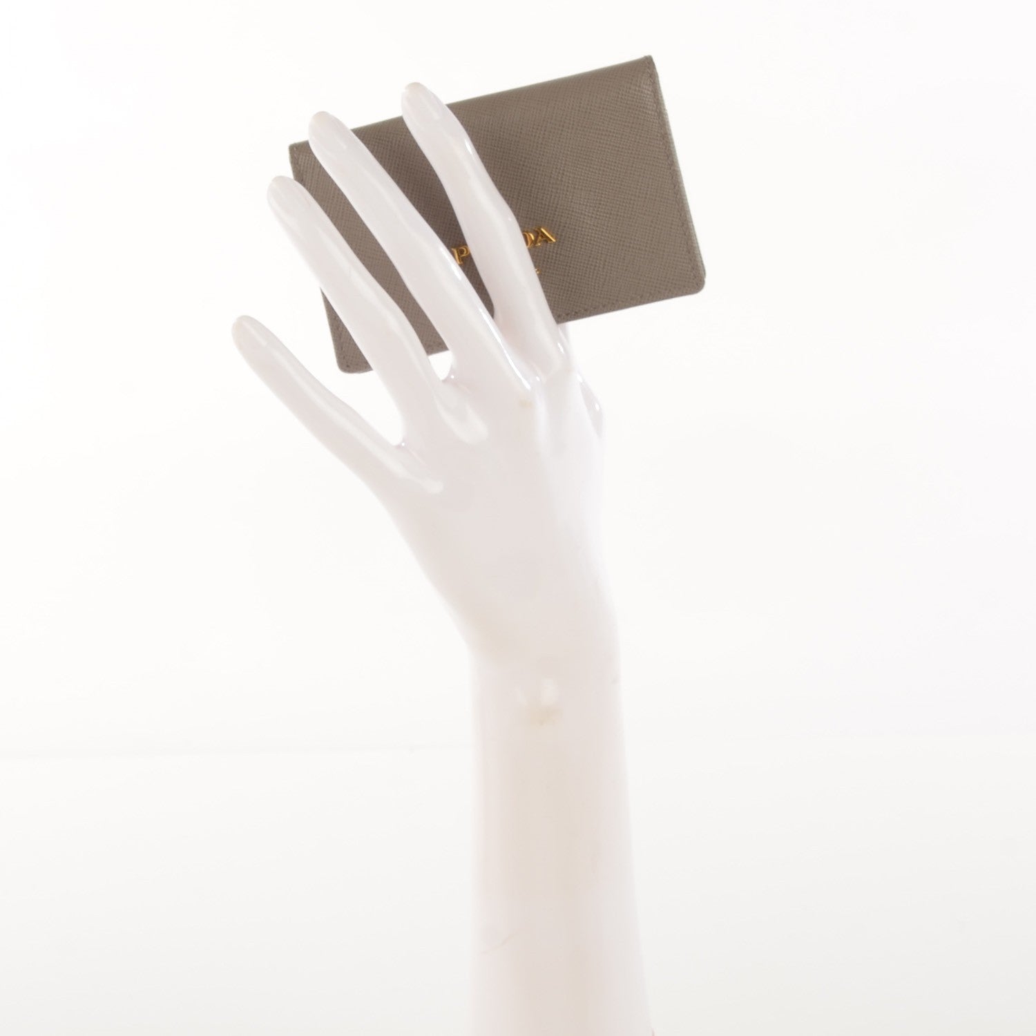 Prada Saffiano Metal Bi-Fold Card Holder Wallet Argilla 3 of 10