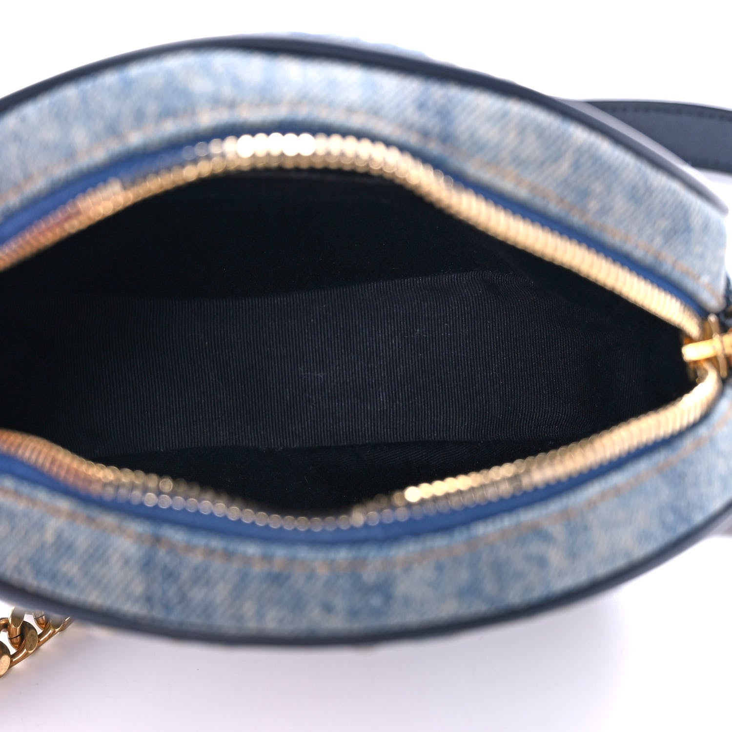 Saint Laurent Denim Quilted Monogram Round Crossbody Bag Rodeo Blue 5 of 11