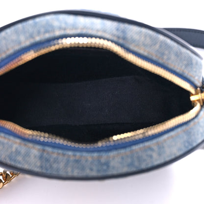 Saint Laurent Denim Quilted Monogram Round Crossbody Bag Rodeo Blue 5 of 11