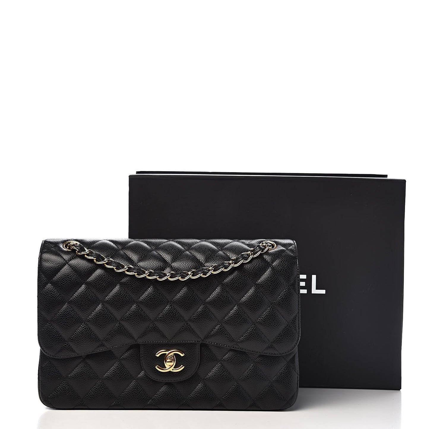 Caviar Quilted Jumbo Double Flap Black
