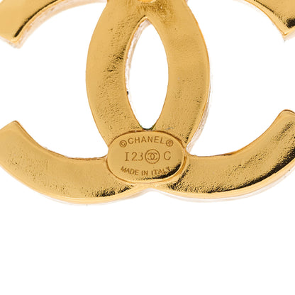 Chanel Metal CC Earrings Gold White 3 of 5
