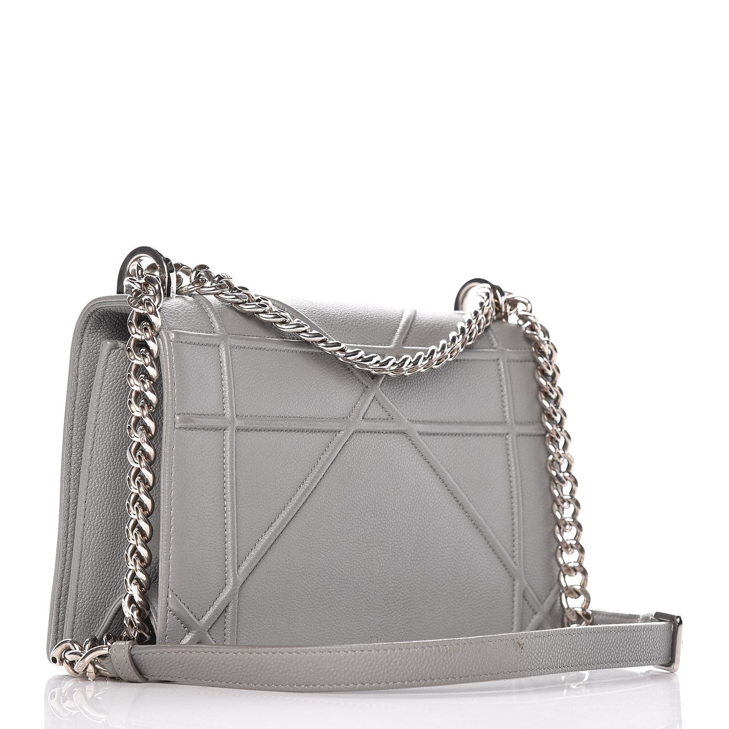 Grained Calfskin Medium Diorama Flap Bag Gris