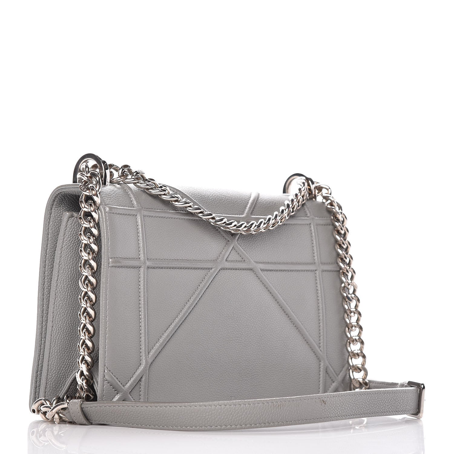 Christian Dior Grained Calfskin Medium Diorama Flap Bag Gris 3 of 10