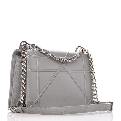 Christian Dior Grained Calfskin Medium Diorama Flap Bag Gris 3 of 10