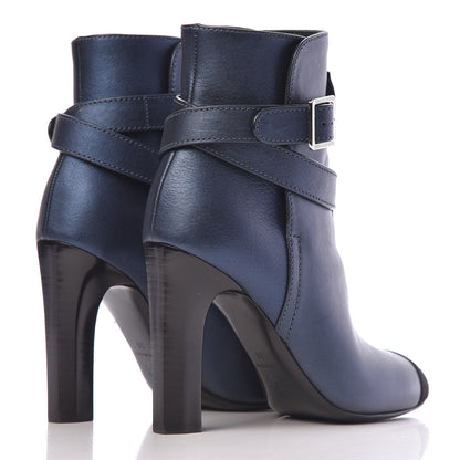 Chanel Calfskin Suede Cap Toe CC Short Boots 36 Navy Black 4 of 12