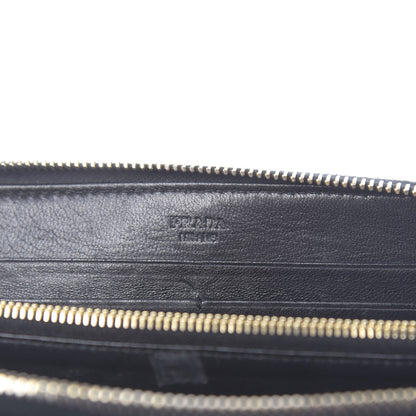 Prada Nappa Gaufre Zip Around Wallet Black 6 of 10